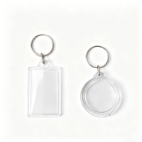 Cadre photo rond transparent personnalisé en acrylique avec porte-clés en métal DIY, pendentif porte-clés en plastique pour cadeau promotionnel