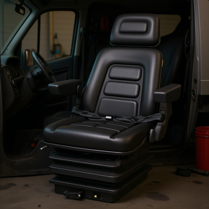 Asiento con suspensión, reposabrazos y reposacabezas, plegable para uso en camiones, rieles deslizantes para excavadoras y minicargadoras de servicio pesado - Product Image 2