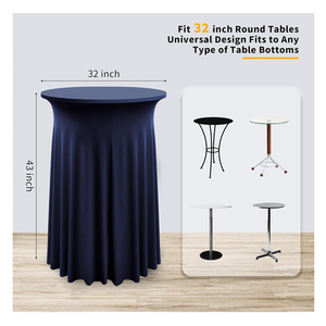 32 "x 43" Коктейльная настольная юбка из спандекса Стрейчевые волнистые драпировки облегают высокие крышки барного стола для свадебных вечеринок - Product Image 6