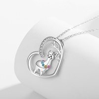 Bijoux fins 925 Sterling Silver Smile Llama Love Heart Sheep Pendentif Collier Pour Femmes