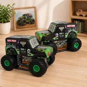 Factory Custom 3D Monster Truck Shape Tin <b>Box</b> Grave Digger Monster Jam Tin Can Jigsaw <b>Puzzle</b> Storage Metal Packaging - Product Image 1