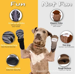 Kaus Kaki Anjing Anti Selip Penghangat Kaki Alas Kaki Hewan Peliharaan Dalam Ruangan Kaus Kaki Anak Anjing Anti Selip Penutup Kaki Hewan Peliharaan Bernapas Cocok untuk Ukuran Sedang Besar - Product Image 5