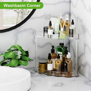 Organizador <span class=keywords><strong>de</strong></span> Esquina <span class=keywords><strong>de</strong></span> Acrílico Transparente Personalizado <span class=keywords><strong>de</strong></span> Fábrica, <span class=keywords><strong>de</strong></span> Doble Capa, para Encimera, Baño, Tocador, Condimentos - Product Image 1