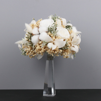 Bouquet de Mariée Personnalisé Nouveau Design Vente en Gros Usine Couleur Blanche Roses Gypsophiles Naturelles Préservées Véritables Plantes Florales
