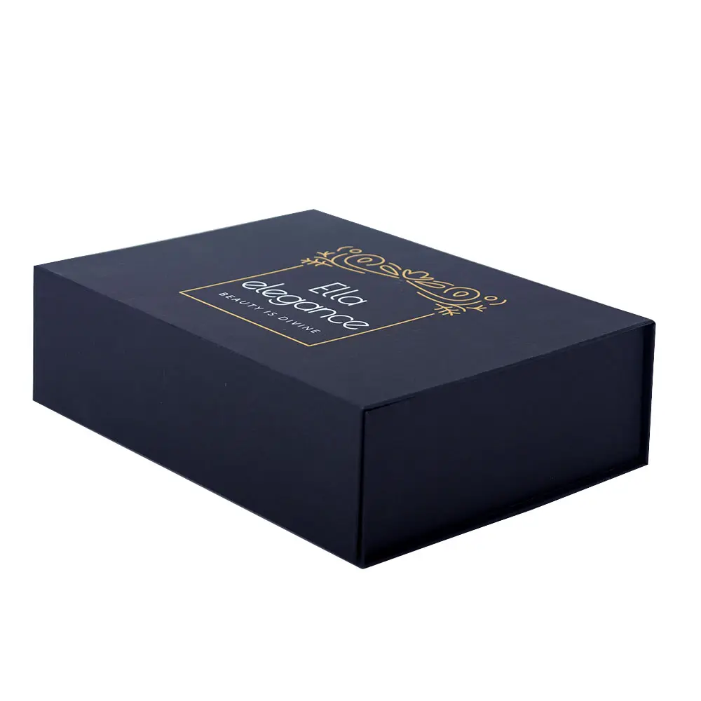 가발 포장을위한 마그네틱 클로저가있는 맞춤형 블랙 고급 하드 종이 포장 선물 상자