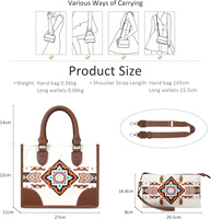Tas koper Vintage Bohemian wanita, dompet Boho Tote Handaag bepergian belanja luar ruangan Aztec modis mewah