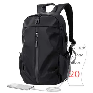 Custom Logo MOQ 20 Backpacks School Bags Daily Life Usb Charging Port Multifunction Backpack Unisex Black Nylon Laptop Backpacks