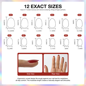 AIERFEI - <span class=keywords><strong>Uñas</strong></span> Postizas de Color Sólido con Diseño de Ojo de Gato, 24 Piezas, Cobertura Total, Reutilizables, Acrílicas, Fáciles de Aplicar, para el Uso Diario de las Mujeres - Product Image 4