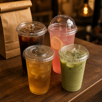 Couvercles jetables transparents en PET avec trou pour paille, étanchéité parfaite pour boissons froides, smoothies, glaces, thé boba – Vente en gros