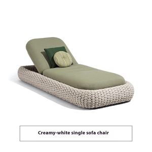 أثاث معدني خارجي بتصميم عصري بسيط، كرسي استلقاء شمسي مع حبال ووسادة قابلة للتعديل وقابلة للطي - Product Image 5