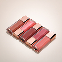 Rouge à lèvres liquide nude brun mat brillant longue tenue en tube carré or rose personnalisé avec étiquette privée