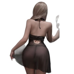 Chemise de nuit transparente à bretelles Lemon Story pour femme, lingerie sexy en mousseline de soie, dos nu, bretelles spaghetti, pour tenue intime - Product Image 5
