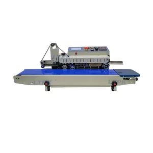 PM-1800 Plastic Polythene Bag Pouch Sealing Machine Continuous Band Packet Plastic Bag Sealing Machine With Inkjet Date Printer