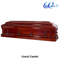 Cercueil funéraire en bois de luxe en acajou massif, artisanat extraordinaire, style américain, avec dessus sculpté