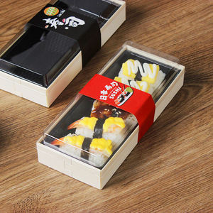 Boîte à emporter jetable en bois biodégradable et écologique, en matériaux recyclés, avec feuille d'aluminium pour sushis, fromages, bento et traiteur - Product Image 2