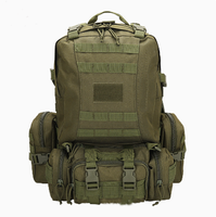Sac à dos tactique avec fermeture à glissière grande capacité et quatre compartiments doublure en polyester poches latérales en maille pour équipement