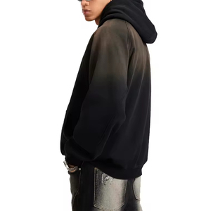 Sweat-shirt à capuche pour homme, décontracté, couleur dégradée, fermeture éclair intégrale, nouveau design, épaules tombantes, vintage, lavé, zippé, ample - Product Image 6