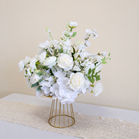 Groothandel Witte Kunstbloemenarrangement Rozen Hortensia Tafeldecoratie voor Bruiloft Banket Feest Evenement Tafeldecoratie