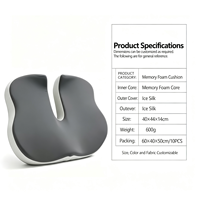Coussin de siège en mousse à mémoire de forme personnalisé en forme de U, amovible, lavable, ergonomique, avec support coccyx pour chaise et siège de voiture