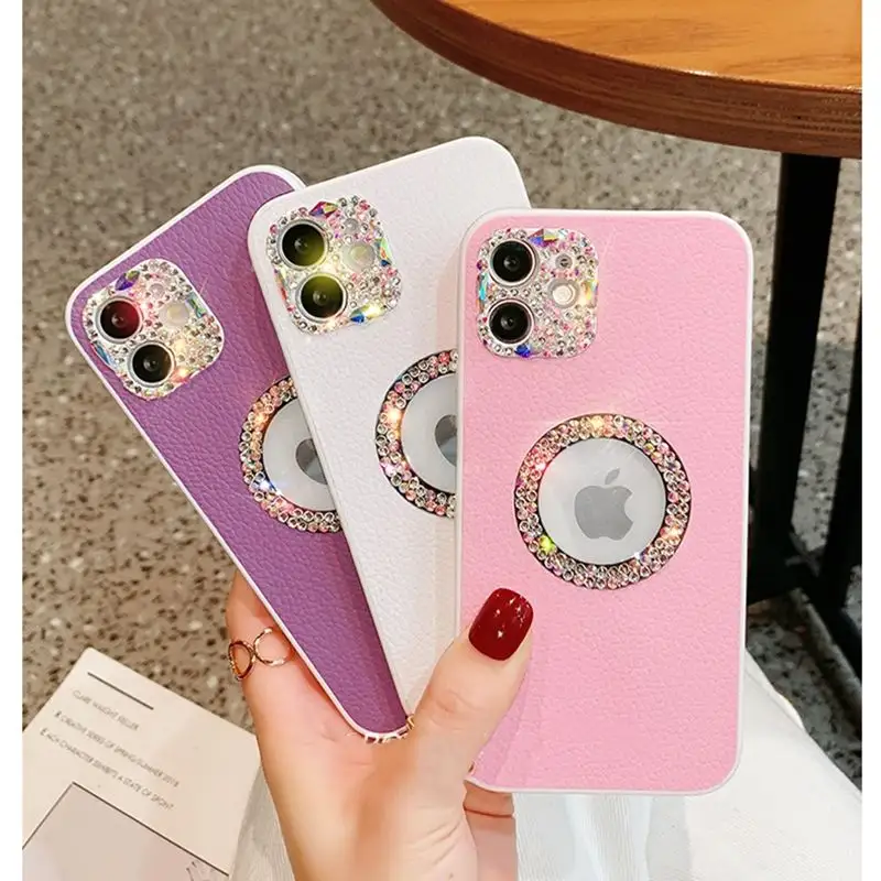 Wholesale Cheap For Iphone14 15ProMax 15pro Luxury Bling Pretty Diamond Pu Leather Back Cover Tpu Girl Mobile Phone Case