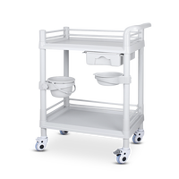 Chariot multi-niveaux en plastique ABS, chariot d'équipement, chariot de salle d'opération, chariot médical, chariot d'instruments d'hôpital, chariot mobile à roulettes silencieuses