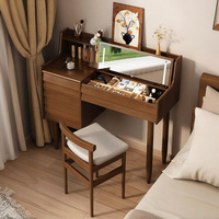 Table de toilette classique chinoise en bois massif pour chambre à coucher, avec miroir rabattable, multifonction, rangement pliable, idéale pour petit appartement