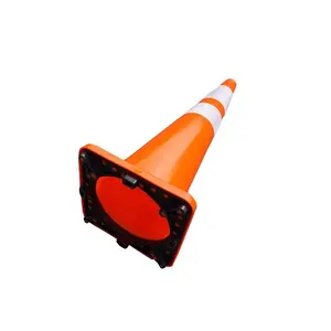 Cone de tráfego laranja de pvc com base preta, 900mm