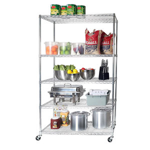 Peso di carico Per ripiano <span class=keywords><strong>in</strong></span> <span class=keywords><strong>acciaio</strong></span> 5 livelli NSF ufficio della metropolitana di stoccaggio industriale scaffalatura metallica <span class=keywords><strong>in</strong></span> metallo con finitura cromata - Product Image 5