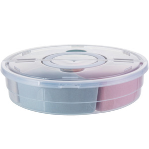 Round Plastic Storage Tray With Lid Divided Compartments Transparent <b>Snack</b> Candy <b>Container</b> For Living Room Office Use - Product Image 5