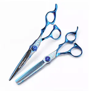 6.0 inch NEPURLson Blue Damascus Steel Hair Scissors Quality Profession Hair Cutting Sharp Scissors Japan 440C Barber Shears