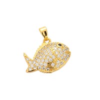 Collier Poisson Rouge Style Européen et Américain, Inspiré de l'Océan, avec Détails Entièrement Sertis de Diamants, Pendentif en Cuivre Écologique