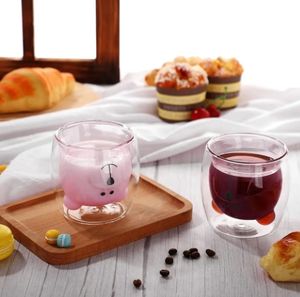 Criativo dibujos animados animal de doble camada de vidro aislado copo de beber, bonito urso copo de beber - Product Image 4