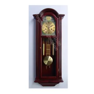 Jam dinding Pendulum kayu tiruan lonceng litium Essex Timex 17.5 ", Walnut