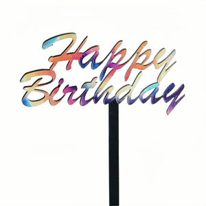 Decoración de Pastel de Cumpleaños Acrílica Impresa Ins <span class=keywords><strong>Fengcai</strong></span>, Adornos de Pastel de Cumpleaños Coloridos UV Directamente del Fabricante - Product Image 3