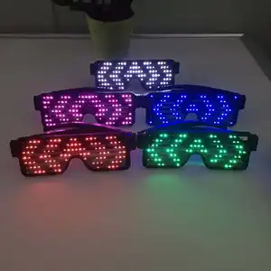 USB şarj edilebilir noel bar kulübü çok renkli Rave light up aydınlık korkak parti için Led gözlük