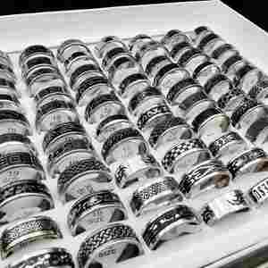 <b>Men's</b> Copper Gold Plated Vintage <b>Rings</b> <b>for</b> <b>Men</b> Women Mixed Batch No Fade <b>Black</b> Biker Band Finger <b>Rings</b> - Product Image 4