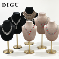 Présentoir de Luxe DIGU en Velours pour Colliers, Ensemble de Bustes avec Base Métallique, Support à Bijoux pour Pendentifs, Idéal pour Magasin de Détail et Présentation de Bijoux de Mariage