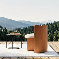 Chaise nordique design, chaise ondulée en bois massif, chaise d'appoint moderne, tabouret de maquillage pour chambre et salon