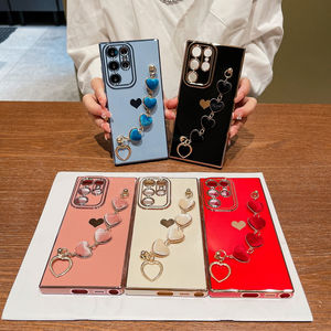 Custodia per bracciale in peluche di lusso con cuore d'amore per <span class=keywords><strong>Samsung</strong></span> S23 Ultra S22 S21 Plus S20 FE A13 A53 <span class=keywords><strong>A52</strong></span> A14 5G A23 A12 placcatura morbida <span class=keywords><strong>Cover</strong></span> - Product Image 2