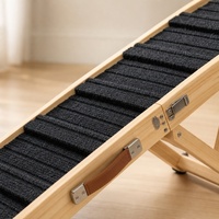 Rampe pour animaux de compagnie en bois naturel pour petits chiens, compacte, 88 cm, pliable, surface antidérapante en tapis, rampe pour chien pour canapé-lit, hauteur réglable