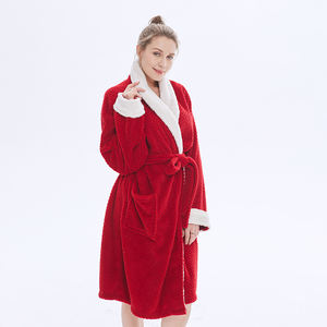 Fabrikneuer, gemütlicher, warmer, einfarbiger Winter-Bademantel – Übergroßer, dicker Plüsch-Schlafanzug-Bademantel aus Flanell-<span class=keywords><strong>Fleece</strong></span> im eleganten europäischen Stil - Product Image 3