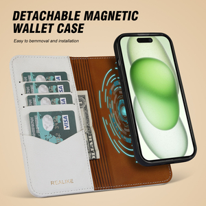 Funda de Teléfono Tipo Cartera de Cuero Vegano con Diseño de Hongo, Cubierta Magnética Desmontable 2 en 1 para iPhone 17 Pro Max, Funda Ecológica - Product Image 3