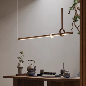 Japanese Zen Style Wood Chandelier <b>Led</b> Long Pendant <b>Light</b> For Restaurant Tea Room Wabi Sabi Minimalist Design - Product Image 2
