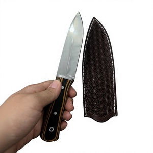 Couteau à Découper à Lame Fixe en Acier Inoxydable, Bord Lisse, Manche en Bois, Étui en Cuir à Motifs pour la Cuisine et le Camping - Product Image 4