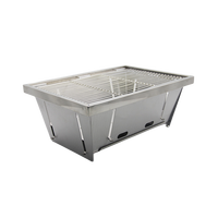 Barbecue portable d'extérieur pliable en acier inoxydable, gril à charbon de bois pliable