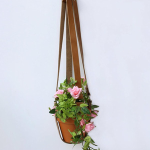 Panier suspendu en cuir pour plantes, corde de rangement suspendue pour plantes de jardin, panier suspendu fait main en corde pour plantes - Product Image 2