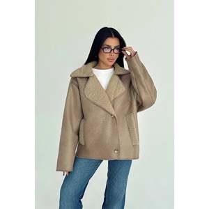 เสื้อแจ็คเก็ตขนสัตว์วินเทจ แต่งลายขนจิ้งจอก ความยาวสั้น บุด้วยผ้าขนสัตว์และผ้าฝ้าย ปิดด้วยซิป ทอผ้าด้วยเทคนิคพิเศษ ปักลายเคลือบสีพิมพ์ลาย - Product Image 3