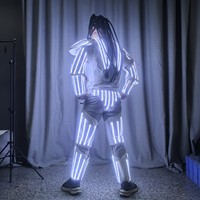 Светодиодный костюм робота с подсветкой, механический бронированный костюм для выступлений с LED-маской-шлемом для баров, карнавалов, косплея и мероприятий