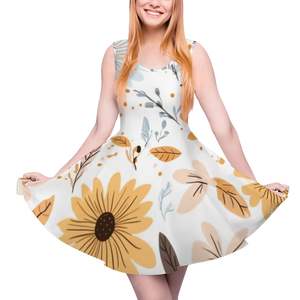 Imagen personalizada Vestido de patinadora sin mangas con adornos florales para mujer Dobladillo ancho Cuello cuadrado Empire Party-Style Disponible XS Large Floor-Length - Product Image 2