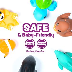 Jouets de bain écologiques sans trous, conçus pour garder l'humidité à l'extérieur, doux, compressibles et flottants, faciles à saisir, ensemble de jouets de bain pour bébés et tout-petits - Product Image 5